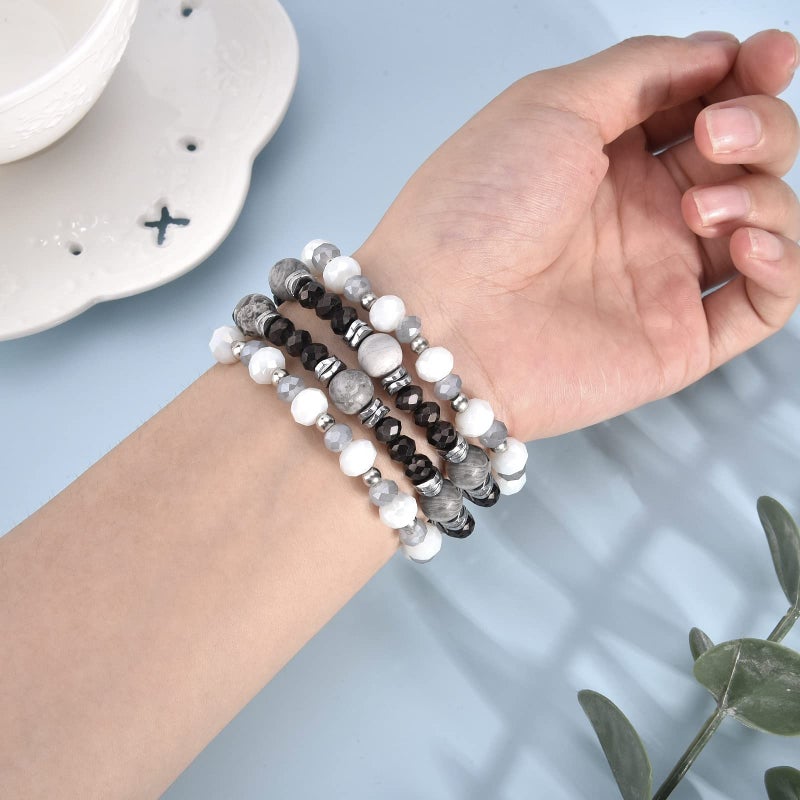 VISOOM Beaded Boho Bracelet Compatible for Apple Watch Band 40mm/38mm/41mm Series 9 8 7 SE Women Fashion Cute Handmade Crystal Beads Stretchy Watch Strap for iWatch Bands Series 6/5/4/3/2/1 - Image 5