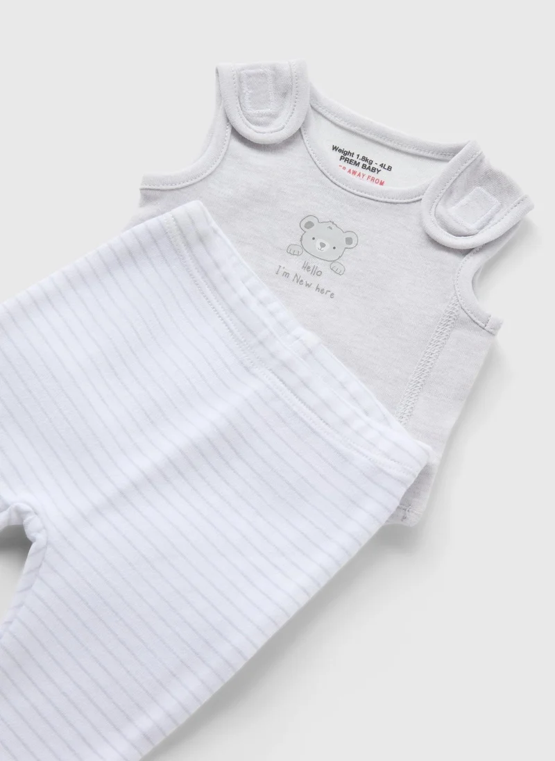 Matalan 2 Piece Premature Baby Grey Bodysuit Set (3-4lb)