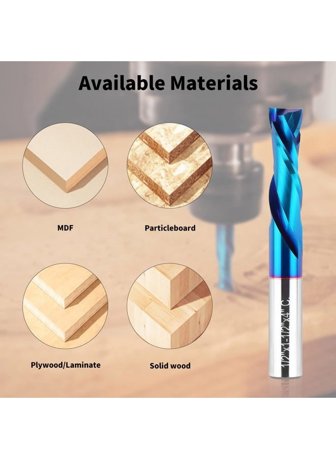 EANOSIC Spiral Router Bits Up Down Compression Bit 1/2 inch Cutting Diameter with Nano Blue Coated, 1/2 inch Shank Solid Carbide CNC End Mill for Wood Carving Engraver Milling Cutters (Extra Long 4”) - Image 4