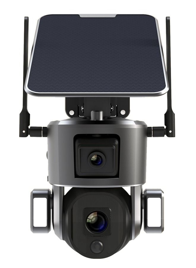Motionwell 4K Resolution Dual Lens 4G Solar Camera | 10X Optical Zoom | Waterproof | Two-way | 360 Degree - Image 1