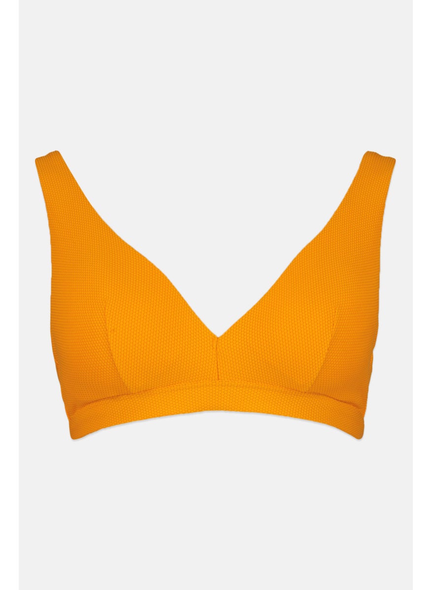 Tchibo Women Textured Lightly Padded Bikini Top, Orange  - Image 1