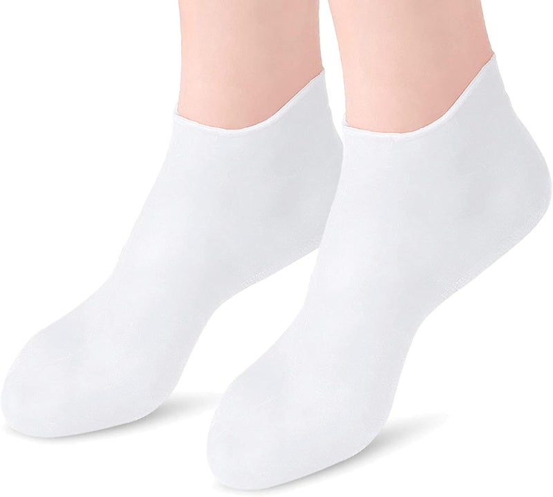 klarako Soft Silicone Socks for Cracked Feet, Moisturizing Rough, for Repairing Softening Dry Feet Skins, Rough, White L - Image 4