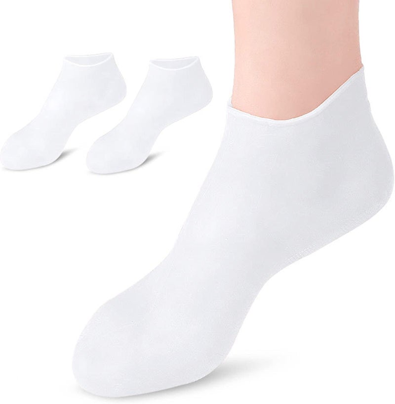 klarako Soft Silicone Socks for Cracked Feet, Moisturizing Rough, for Repairing Softening Dry Feet Skins, Rough, White L - Image 5