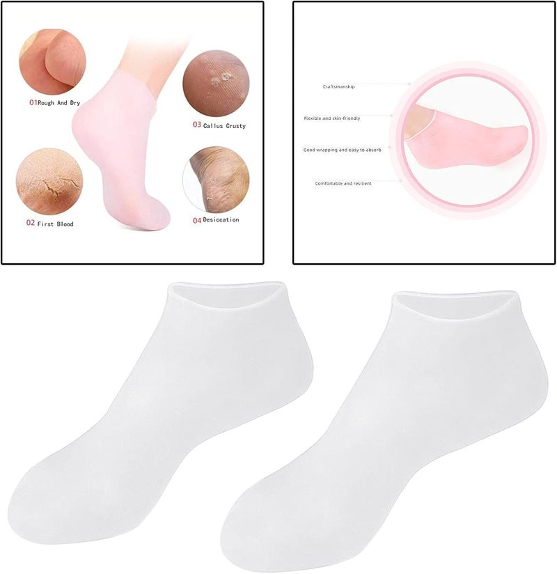 klarako Soft Silicone Socks for Cracked Feet, Moisturizing Rough, for Repairing Softening Dry Feet Skins, Rough, White L - Image 3