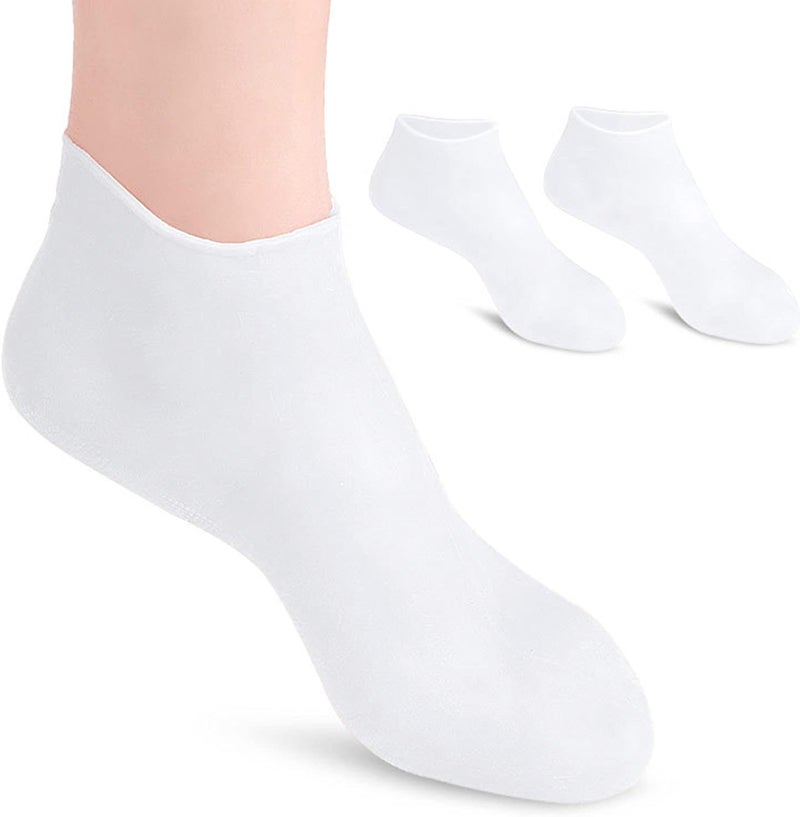 klarako Soft Silicone Socks for Cracked Feet, Moisturizing Rough, for Repairing Softening Dry Feet Skins, Rough, White L - Image 2