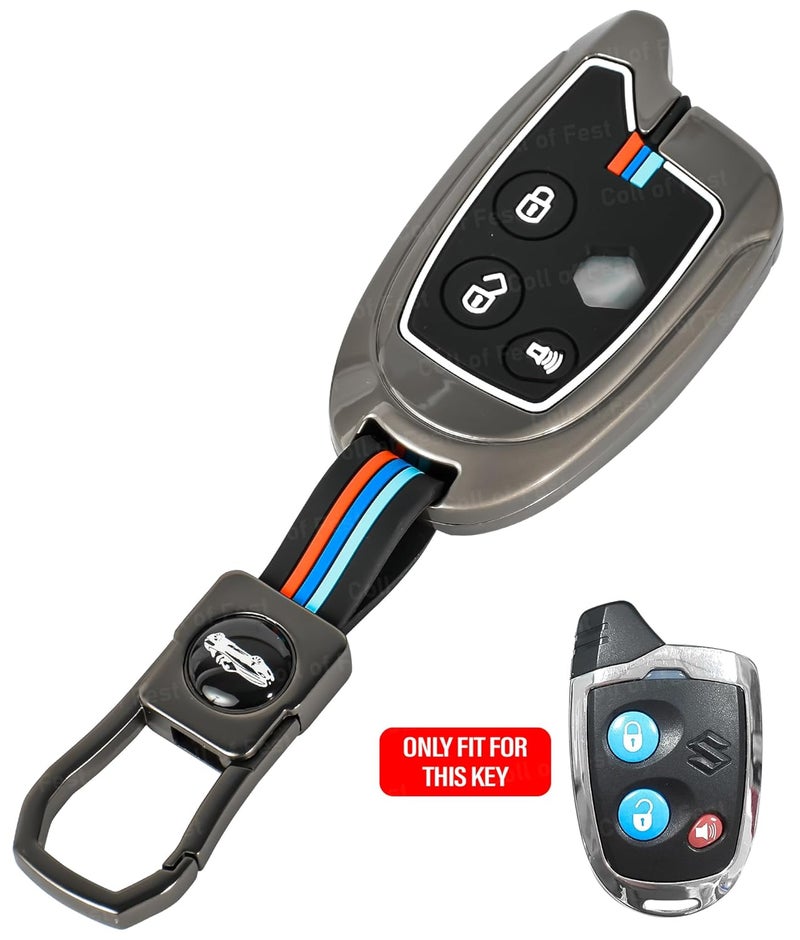 Coll of Fest Metal Silicon Key Cover Compatible for Maruti Suzuki Nippon 3 Button Smart Key Cover Metal & Silicone Protection Special Feature Visible in Low-Light Conditions - Image 3