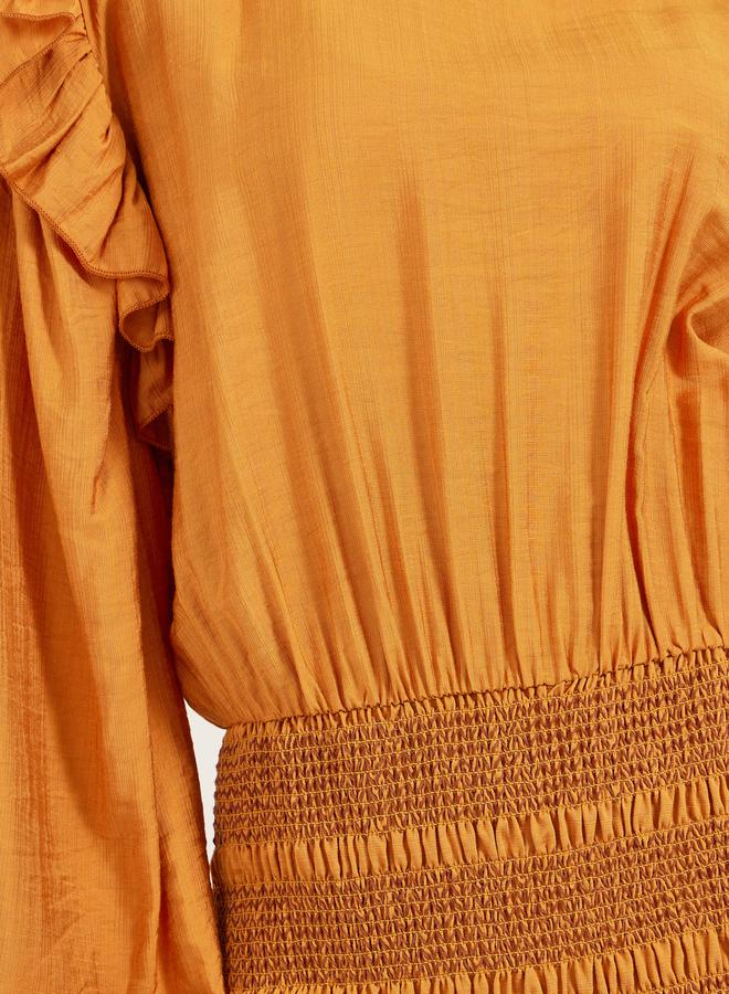 ستايلي فستان ميدي بتفاصيل سموك وأكمام بالون - Image 4