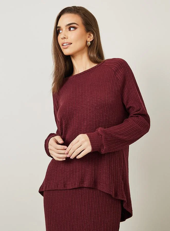 Styli Longline Knitted Top & Maxi Column Skirt Co-Ords Set