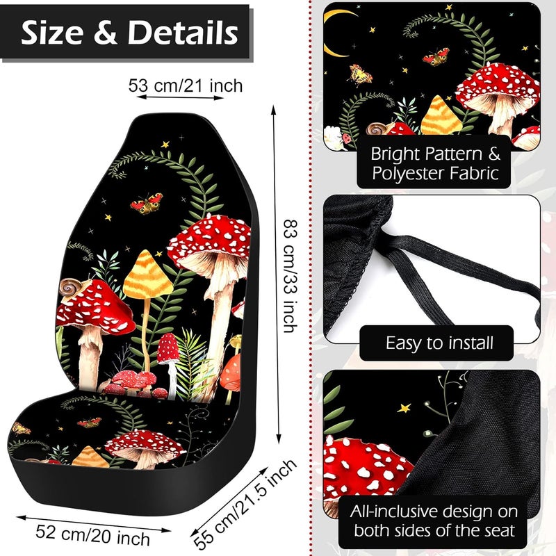 Riakrum 17 Pcs Mushroom Car Seat Covers and Accessories Set for Men and Women - Image 2