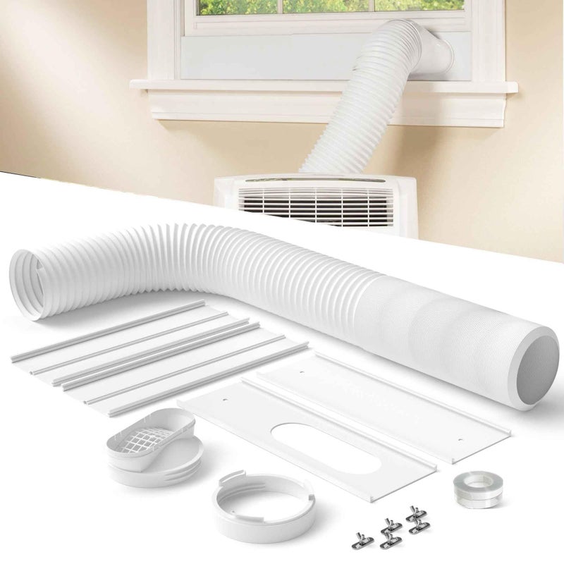 Toutgood Portable Air Conditioner Window Vent Kit with 82" Length, 5.9" Diameter Exhaust Hose, 13Pcs Universal PVC AC Window Slide Seal with 4 Panel(17" to 63") for Horizontal&Vertical - Image 1