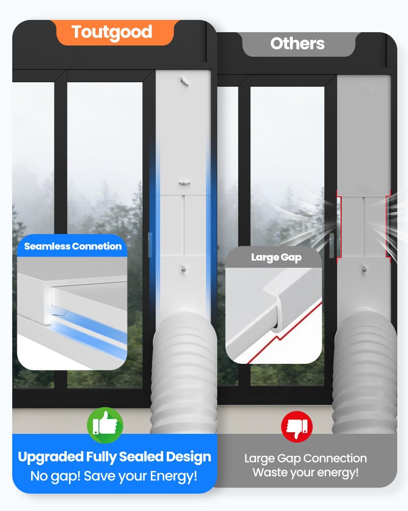 Toutgood Portable Air Conditioner Window Vent Kit with 82" Length, 5.9" Diameter Exhaust Hose, 13Pcs Universal PVC AC Window Slide Seal with 4 Panel(17" to 63") for Horizontal&Vertical - Image 3