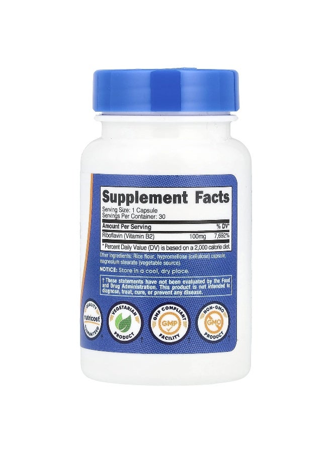 Nutricost, Vitamin B2, 100 mg, 30 Capsules (Packaging may vary) - Image 2