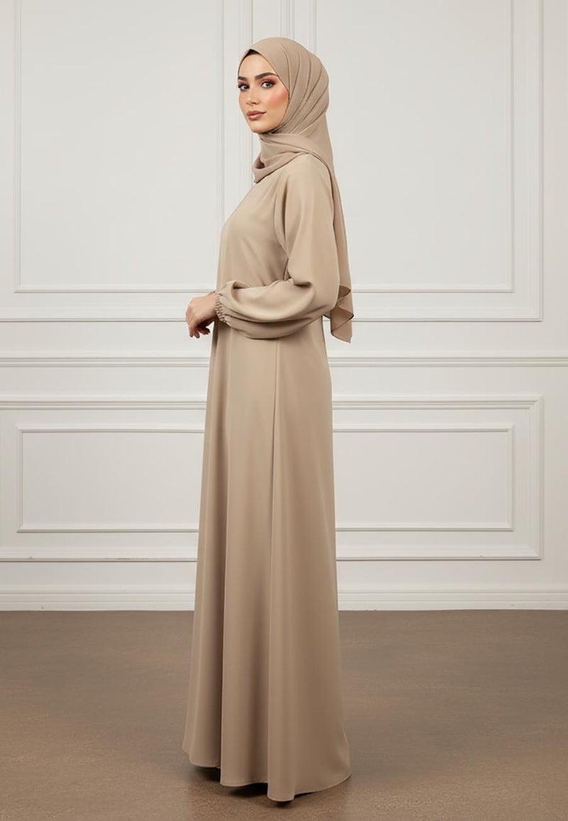 NUKHBAA Elegant Minimalist Flowing Abaya with Bishop Sleeves-890 - Image 2