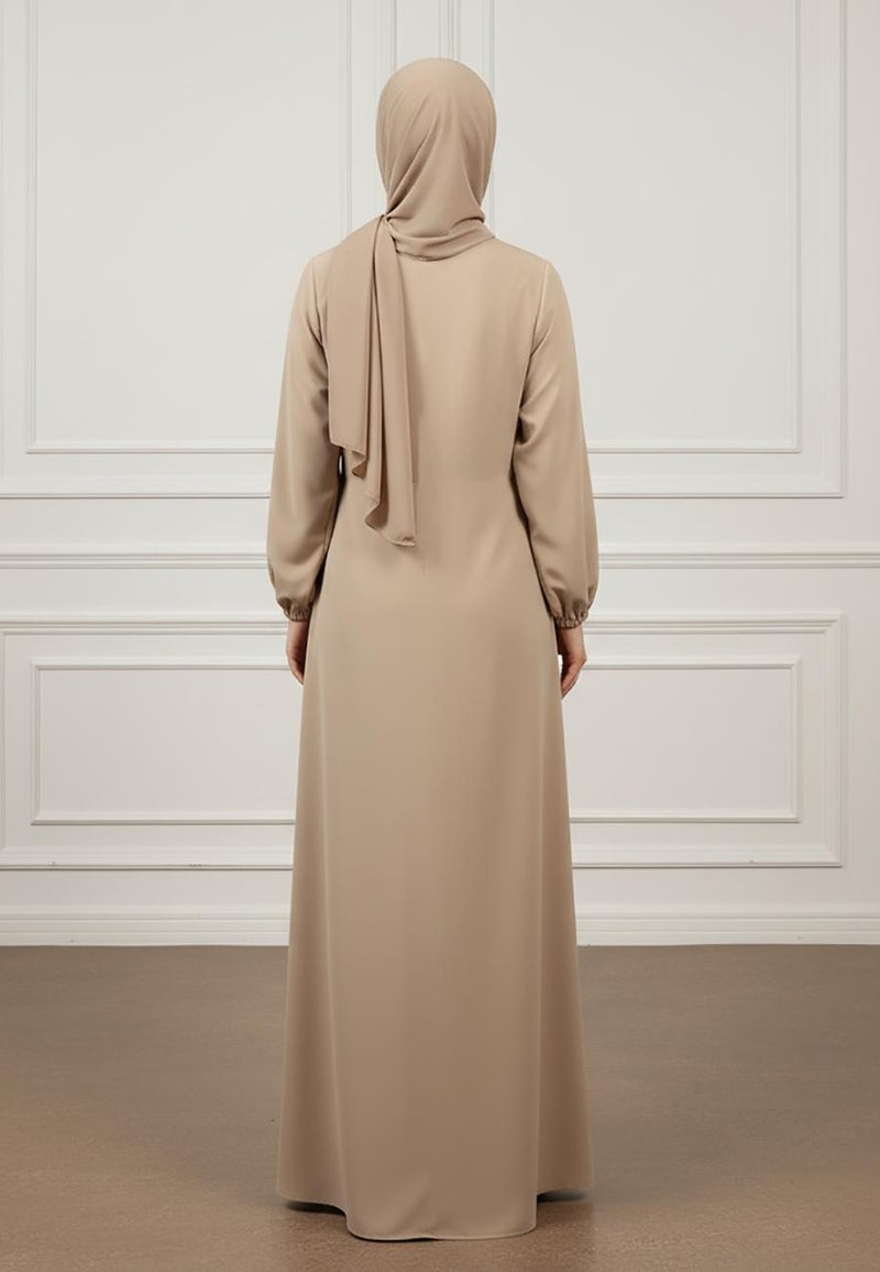 NUKHBAA Elegant Minimalist Flowing Abaya with Bishop Sleeves-890 - Image 3