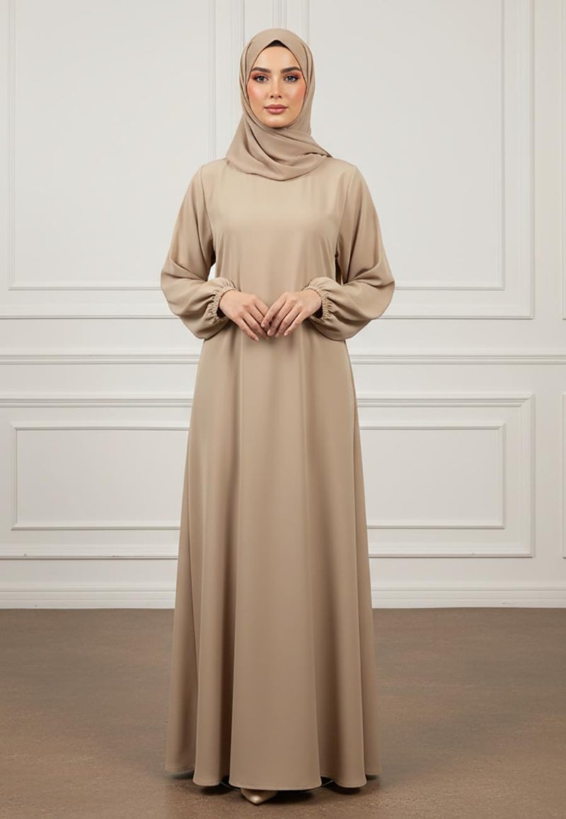 NUKHBAA Elegant Minimalist Flowing Abaya with Bishop Sleeves-890 - Image 4