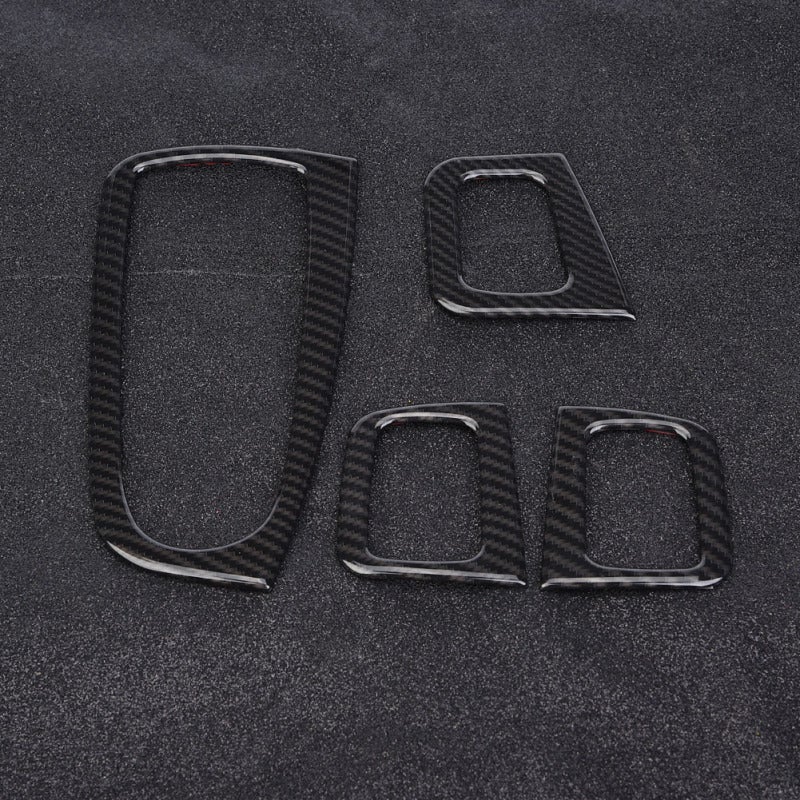 Car Window Switch Cover: 4-Piece High-Quality ABS Plastic With Carbon Fiber Pattern - Perfect Fit Scratch-Proof Window Button Trim for Mercedes Benz C Class W205 2015-2018, GLC Class X253 2016-2018 In - Image 4
