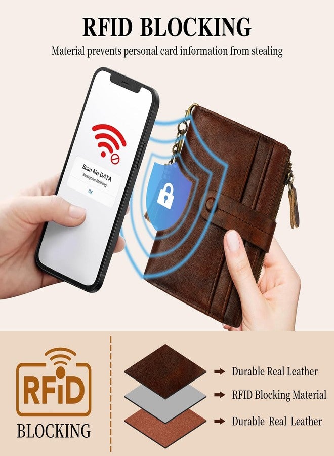 Blucoay Wallet Women,Leather RFID Small Wallet For Women Bifold Tassel Keychain Wallet Card Holder With Zip Coin Pocket, a2-darkbrown, Retro - Image 5