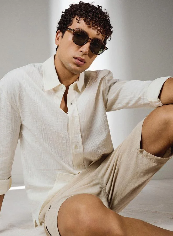 Iconic Iconic Textured Shirt with Long Sleeves