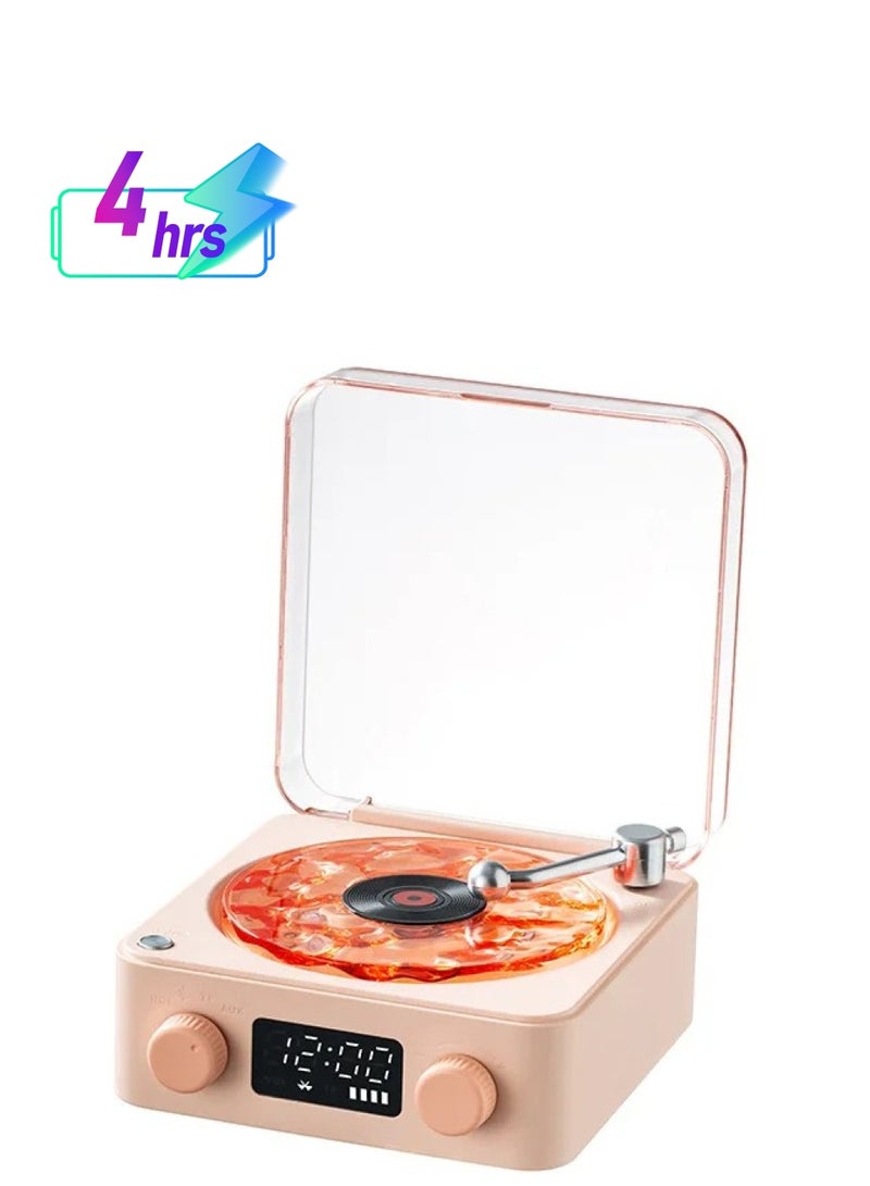 AROAQ مكبر صوت بلوتوث Sleep Aid، مشغل أسطوانات فينيل ستيريو متعدد الوظائف مع أضواء قابلة للتعديل، مكبر صوت لاسلكي محمول بتصميم جمالي عتيق مع أصوات نوم طبيعية، (وردي) - Image 1