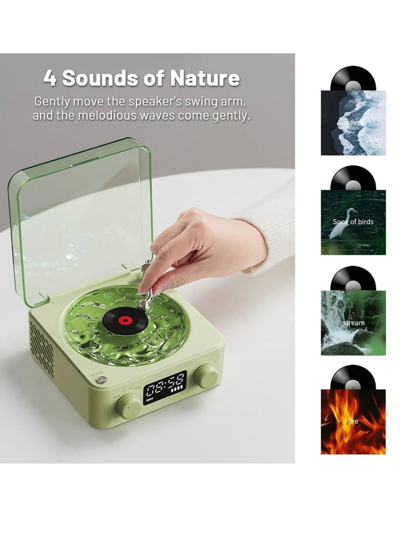 AROAQ مكبر صوت بلوتوث Sleep Aid، مشغل أسطوانات فينيل ستيريو متعدد الوظائف مع أضواء قابلة للتعديل، مكبر صوت لاسلكي محمول بتصميم جمالي عتيق مع أصوات نوم طبيعية، (وردي) - Image 4