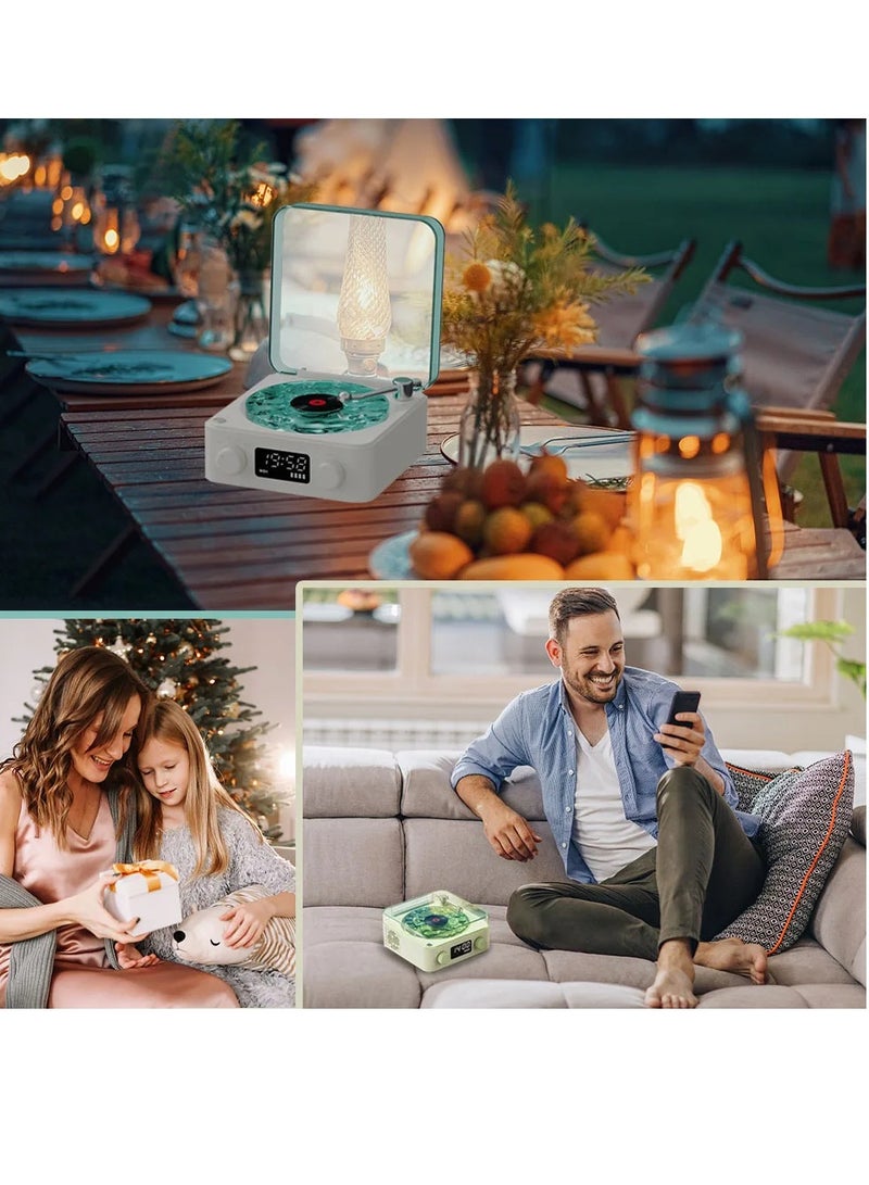 AROAQ مكبر صوت بلوتوث Sleep Aid، مشغل أسطوانات فينيل ستيريو متعدد الوظائف مع أضواء قابلة للتعديل، مكبر صوت لاسلكي محمول بتصميم جمالي عتيق مع أصوات نوم طبيعية، (وردي) - Image 5