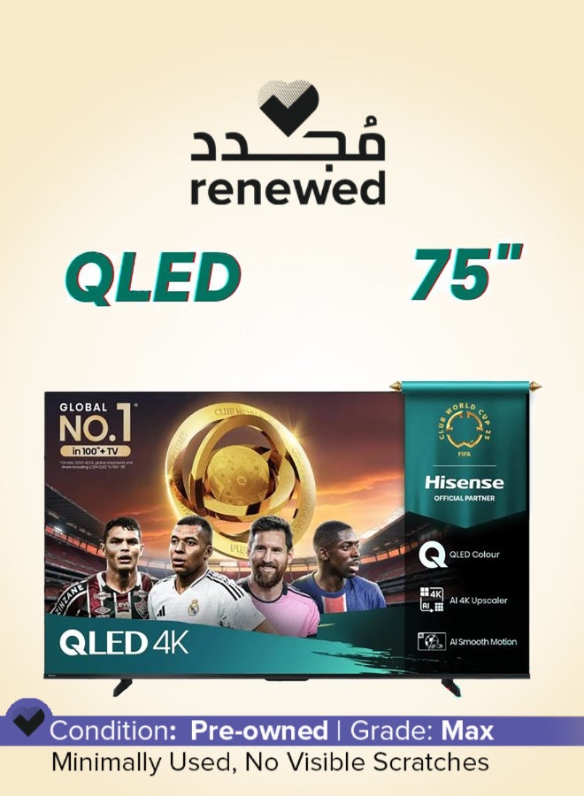 Hisense Renewed - 75-Inch QLED 4K Smart TV 75Q6Q Black - Image 1