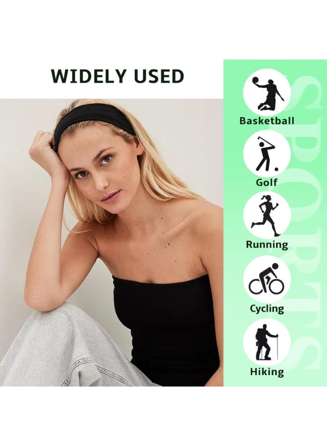 عصابات رأس للنساء والرجال، عبوة من قطعتين من عصابات الرأس الأنيقة باللونين البني والأسود لشعر النساء، عصابات شعر ناعمة قابلة للتمدد من القماش للمكياج واليوغا والجري والرياضة - Image 5