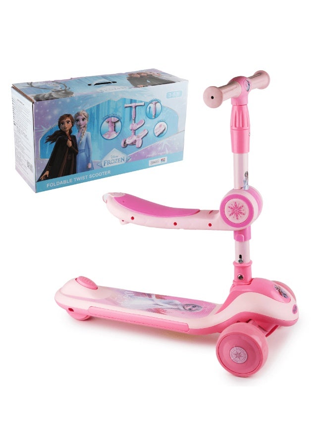 Disney 2-in-1 Foldable Twist Scooter for Kids - Adjustable Height - Flashing Wheels - Foldable Kids Scooter 3 Wheel with Removable Seat - Ages 3 to 8 - Image 1