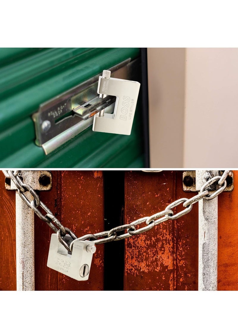 Boss Lifestyle Heavy Duty 1kg Padlock with 5 Keys - Hardened Solid Steel Hardware Monoblock Lock - 12mm Thick Shackle - Protect Garages, Containers, Sheds, Shutters, Lockers, Gates and Warehouses