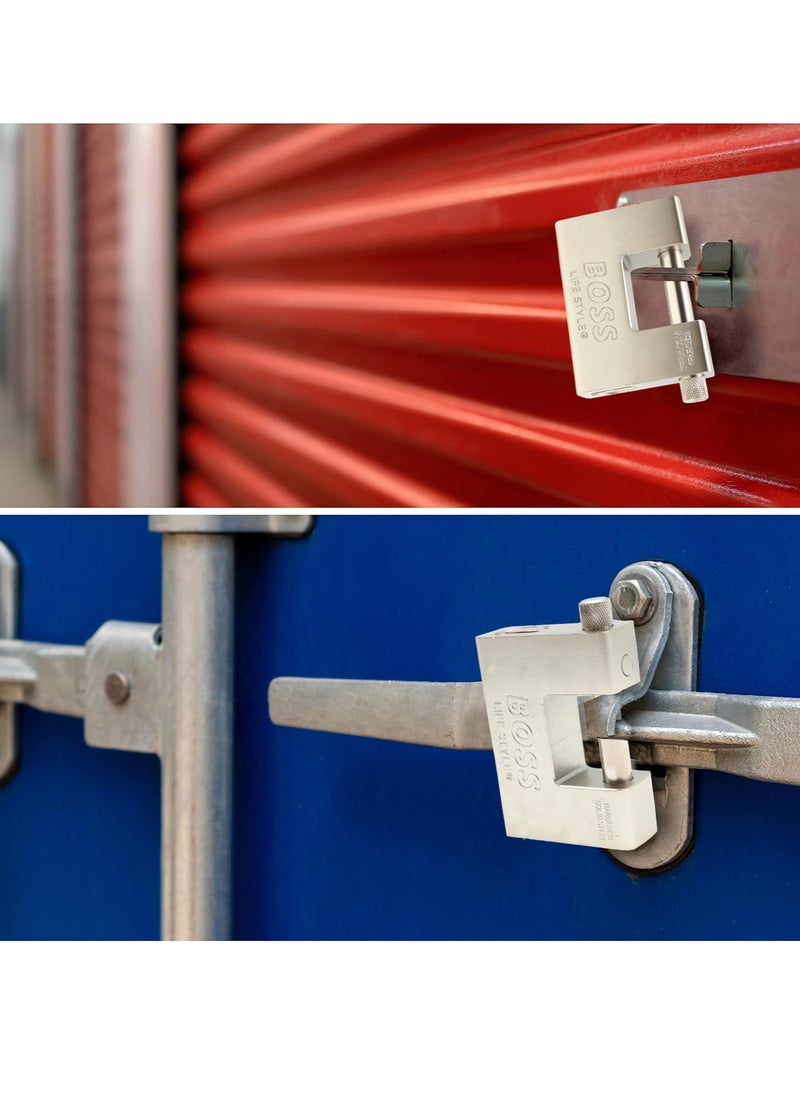 Boss Lifestyle Heavy Duty 1kg Padlock with 5 Keys - Hardened Solid Steel Hardware Monoblock Lock - 12mm Thick Shackle - Protect Garages, Containers, Sheds, Shutters, Lockers, Gates and Warehouses