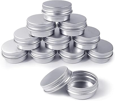 REDAMANCY Redamancy 10 Pcs Aluminium Tins Jars Aluminium Empty Containers 15 ml Aluminium Tin Jars with Screw Lids Empty Cosmetics Container Pots for Lip Balm Cream Candles Cosmetics Silver  - Image 1