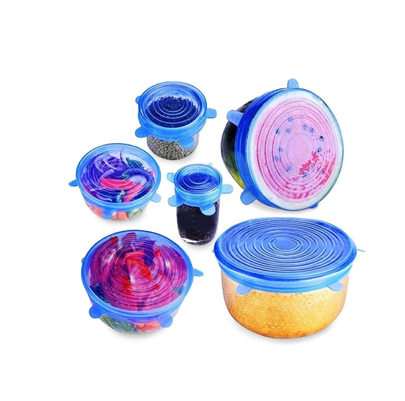 Heer Enterprise's Heer Enterprise's Silicone Stretch Lids, Multi Size Reusable Silicone Lids Food and Bowl Covers, Dishwasher and Freezer Safe (Color May Vary) (Pack of 6 Pcs), 10x10x2 Cm  - Image 4