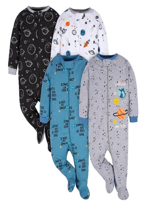 Gerber Baby Boy's 4 Pack Sleep 'N Play Footie, Space, 6-9 Months