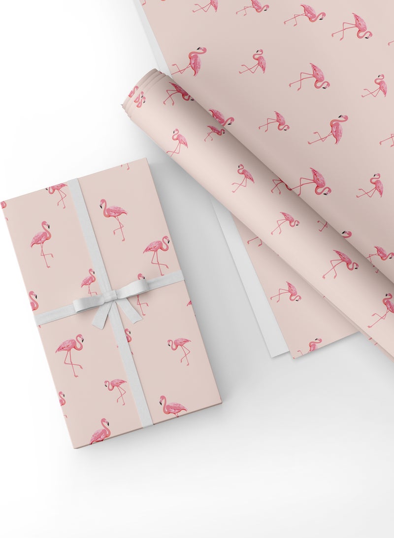 Share the Love Flamingo Gift Wrapping Paper Pack – 4 Premium Sheets (50 x 70 cm Each), Cute & Stylish Gift Wrap for Birthday, Baby Shower & Special Occasions - Image 1