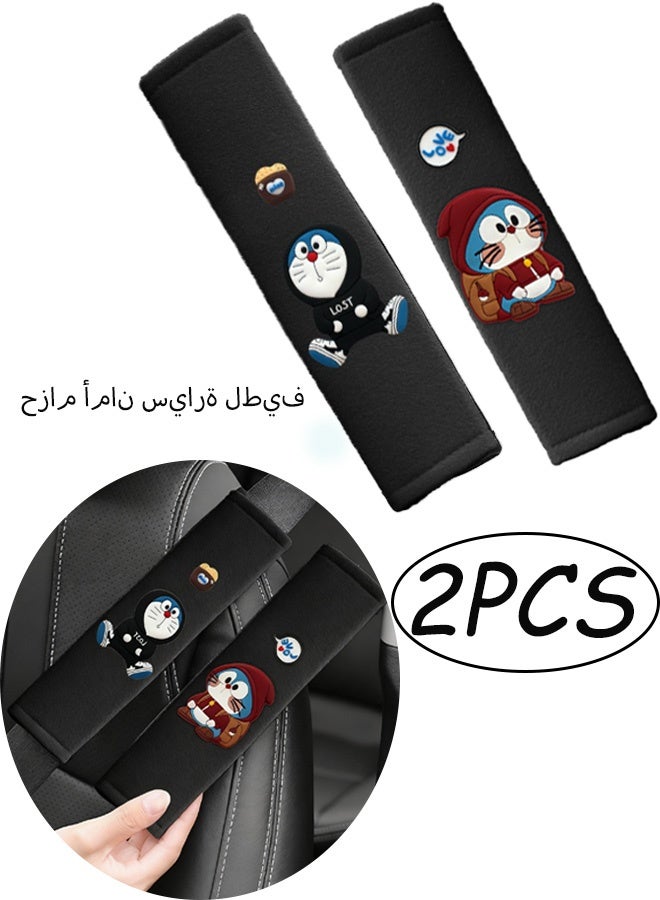 2 قطعة من أغطية أحزمة الأمان الناعمة للسيارة مع رسوم كرتونية لقطط إكسسوارات السيارة ديكور داخلي للسيارة وسادات أحزمة أمان مريحة ومتينة للرحلات اليومية والرحلات العائلية وحمالات الكاميرا وحمالات الظهر لجميع الموديلات - Image 1
