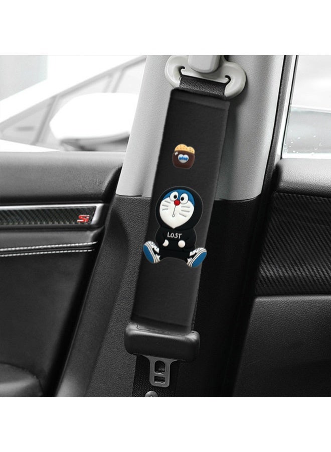 2 قطعة من أغطية أحزمة الأمان الناعمة للسيارة مع رسوم كرتونية لقطط إكسسوارات السيارة ديكور داخلي للسيارة وسادات أحزمة أمان مريحة ومتينة للرحلات اليومية والرحلات العائلية وحمالات الكاميرا وحمالات الظهر لجميع الموديلات - Image 3