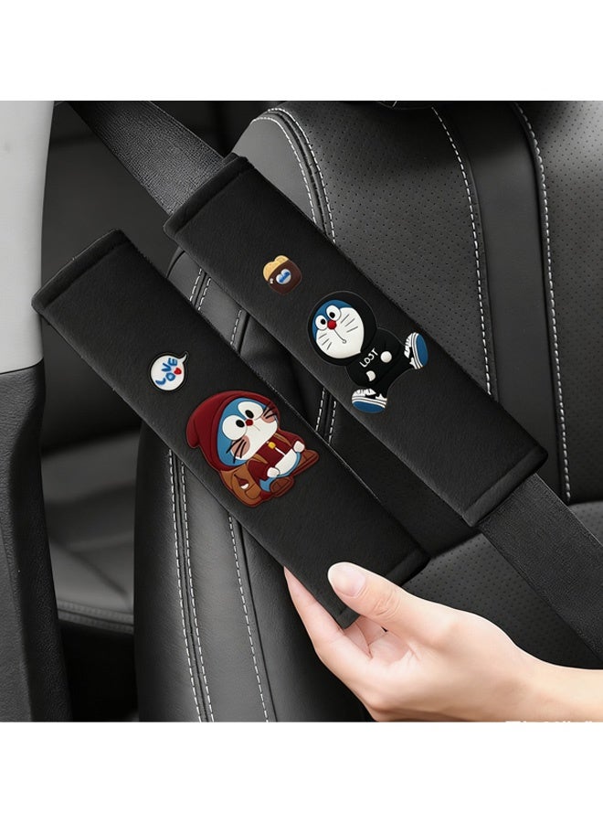 2 قطعة من أغطية أحزمة الأمان الناعمة للسيارة مع رسوم كرتونية لقطط إكسسوارات السيارة ديكور داخلي للسيارة وسادات أحزمة أمان مريحة ومتينة للرحلات اليومية والرحلات العائلية وحمالات الكاميرا وحمالات الظهر لجميع الموديلات - Image 2