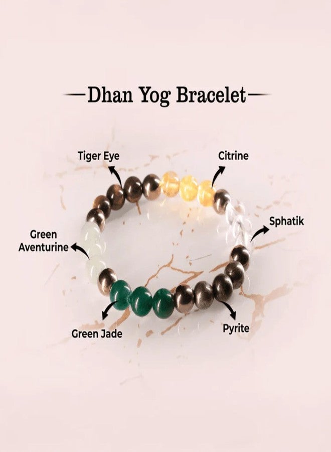 VAMA Dhan Yog Bracelet | Certificate of Authenticity | Money Magnet Bracelet for Men & Women | Attracts Wealth & Financial Prosperity | Pyrite, Citrine, Green Jane, Tiger Eye, Sphatik & Aventurine - Image 3