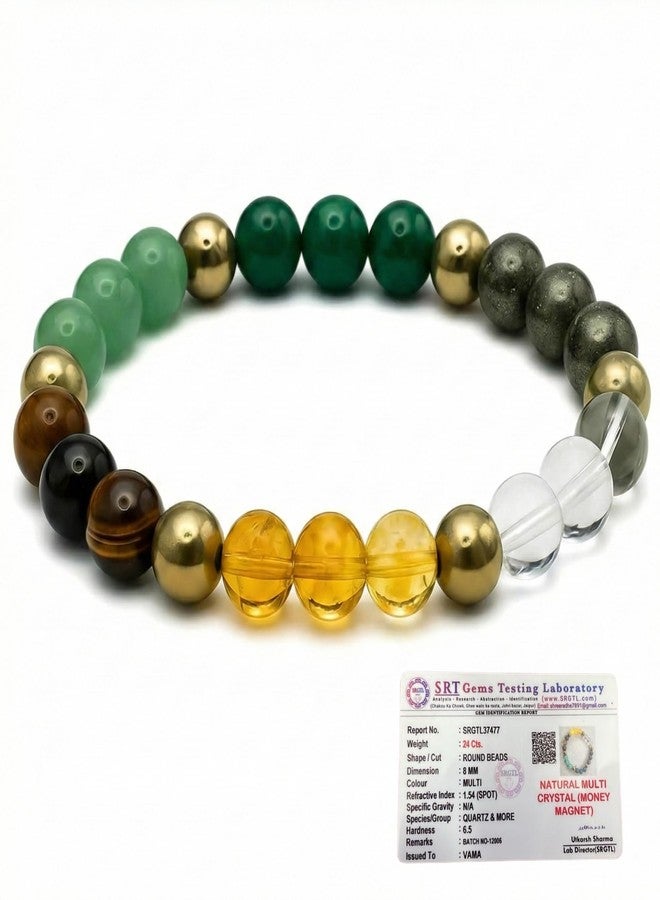 VAMA Dhan Yog Bracelet | Certificate of Authenticity | Money Magnet Bracelet for Men & Women | Attracts Wealth & Financial Prosperity | Pyrite, Citrine, Green Jane, Tiger Eye, Sphatik & Aventurine - Image 2