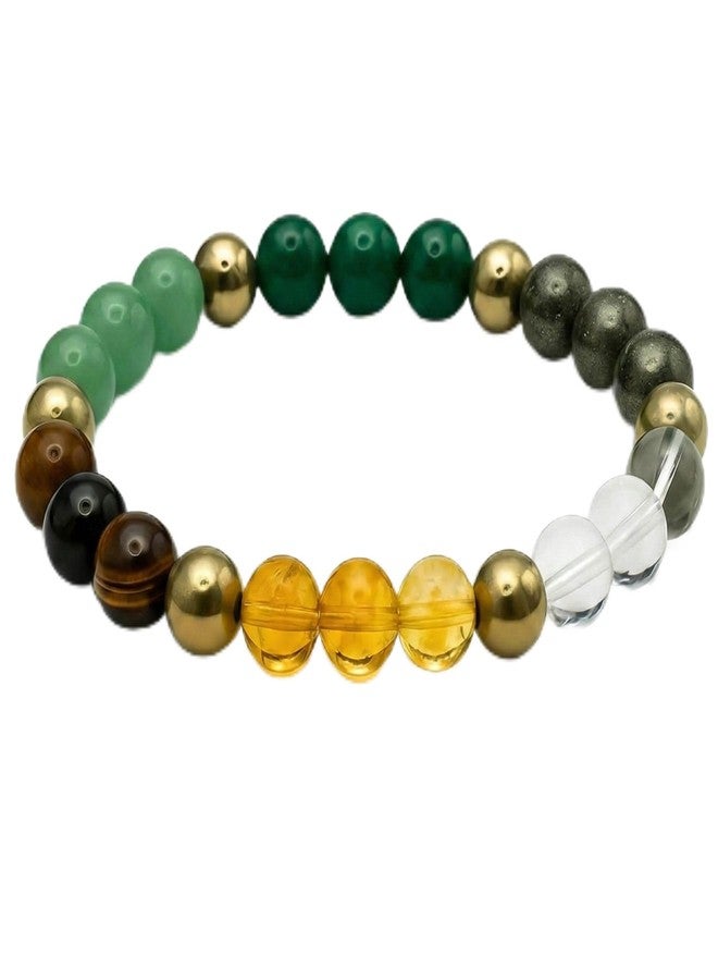 VAMA Dhan Yog Bracelet | Certificate of Authenticity | Money Magnet Bracelet for Men & Women | Attracts Wealth & Financial Prosperity | Pyrite, Citrine, Green Jane, Tiger Eye, Sphatik & Aventurine - Image 1