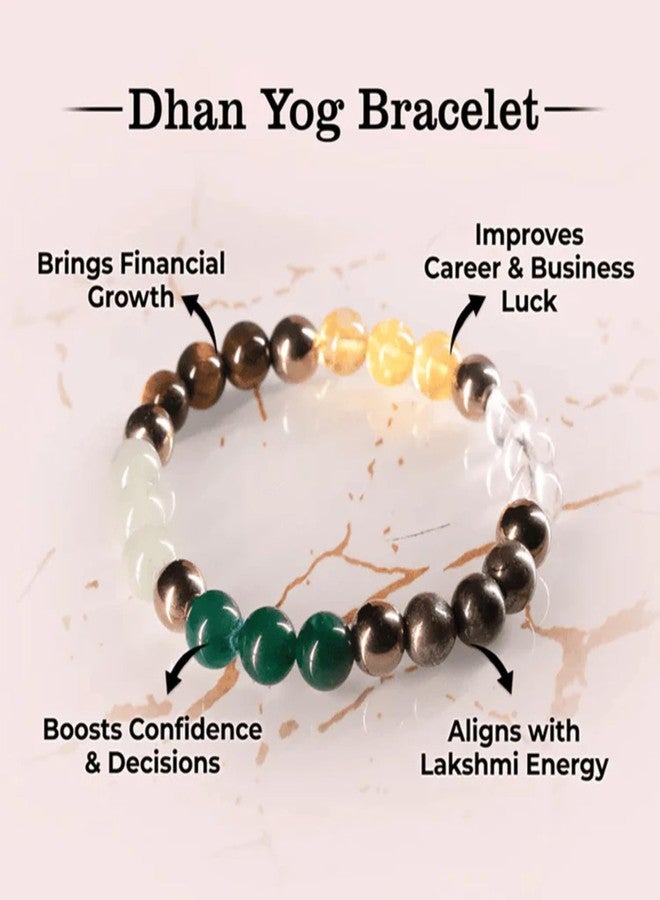 VAMA Dhan Yog Bracelet | Certificate of Authenticity | Money Magnet Bracelet for Men & Women | Attracts Wealth & Financial Prosperity | Pyrite, Citrine, Green Jane, Tiger Eye, Sphatik & Aventurine - Image 4