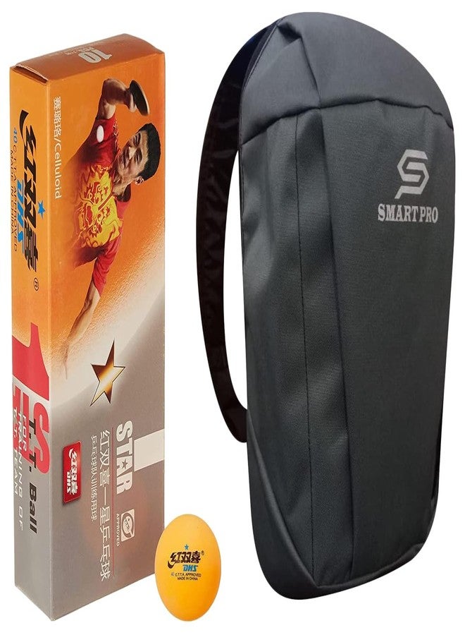 دي إتش أس كرة تنس الطاولة DHS 40 مم، نجمة واحدة، برتقالية (علبة من 10 قطع)، 100 قطعة مع غطاء Smart PRO TT خاص، رمادي داكن سريع - Image 2