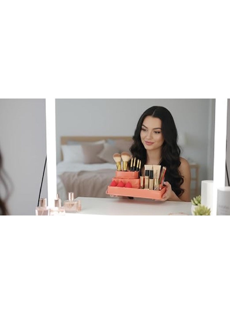 منظم فرش مستحضرات التجميل والمكياج بتصميم عصري وعملي لتخزين أدوات التجميل بشكل منسق وأنيق في المنزل أو الصالون (متعدد الألوان) - Image 3