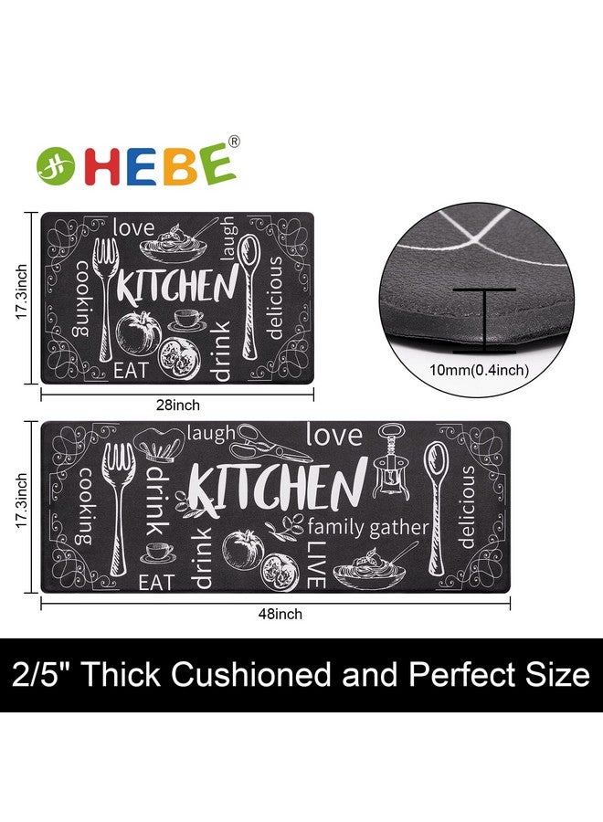 HEBE مجموعة سجادات مطبخ هابي المضادة للتعب من 2 سجادة غير قابلة للانزلاق وسادة للمطبخ لراحة الأرضيات سجادات ومفارش مطبخ للمزارع وسادات الطهاة سجادة للأرضية للحوض وغرفة الغسيل - Image 2