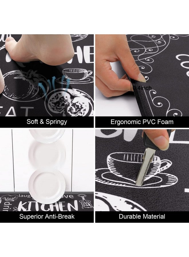 HEBE مجموعة سجادات مطبخ هابي المضادة للتعب من 2 سجادة غير قابلة للانزلاق وسادة للمطبخ لراحة الأرضيات سجادات ومفارش مطبخ للمزارع وسادات الطهاة سجادة للأرضية للحوض وغرفة الغسيل - Image 3