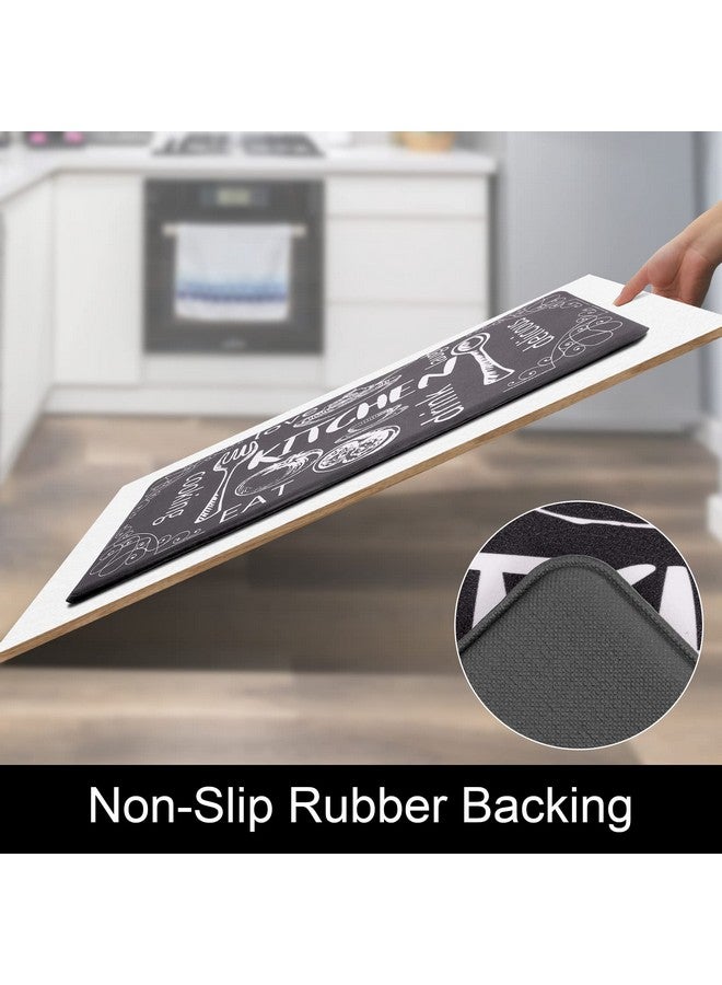 HEBE مجموعة سجادات مطبخ هابي المضادة للتعب من 2 سجادة غير قابلة للانزلاق وسادة للمطبخ لراحة الأرضيات سجادات ومفارش مطبخ للمزارع وسادات الطهاة سجادة للأرضية للحوض وغرفة الغسيل - Image 4
