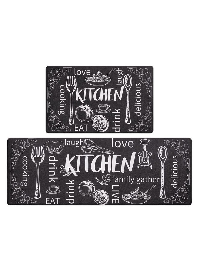 HEBE مجموعة سجادات مطبخ هابي المضادة للتعب من 2 سجادة غير قابلة للانزلاق وسادة للمطبخ لراحة الأرضيات سجادات ومفارش مطبخ للمزارع وسادات الطهاة سجادة للأرضية للحوض وغرفة الغسيل - Image 1