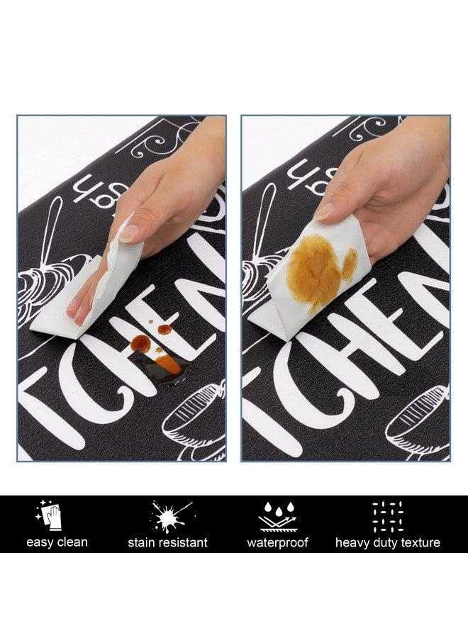 HEBE مجموعة سجادات مطبخ هابي المضادة للتعب من 2 سجادة غير قابلة للانزلاق وسادة للمطبخ لراحة الأرضيات سجادات ومفارش مطبخ للمزارع وسادات الطهاة سجادة للأرضية للحوض وغرفة الغسيل - Image 5