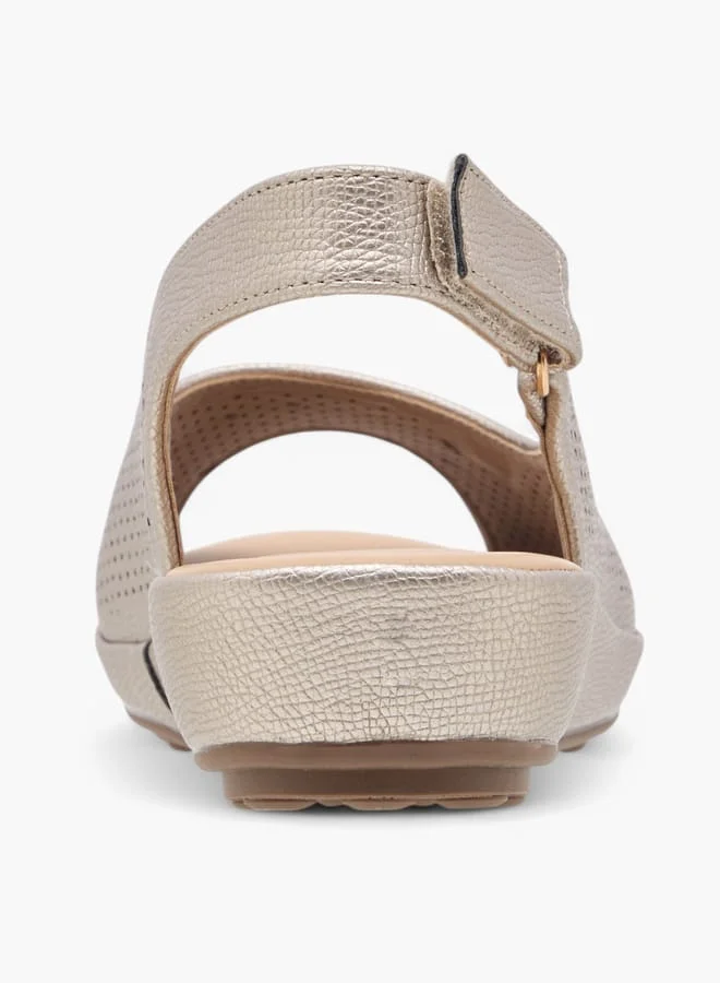 Le Confort Women Textured Flat Sandals with Hook and Loop Closure