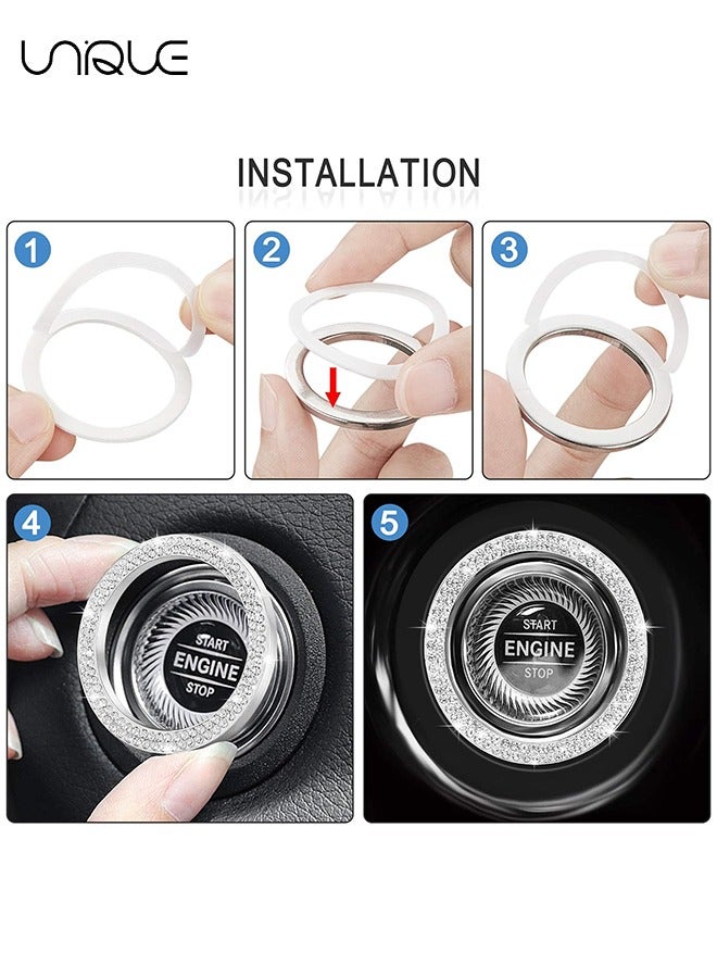 Unique Crystal Car Engine Start Stop Decoration Ring, 2 PCS Little Devil Sparkly Rings for Auto Decor, Rhinestone Push Start Button Stickers Rings, Auto Interior Decorative Accessories (Pink) - Image 5